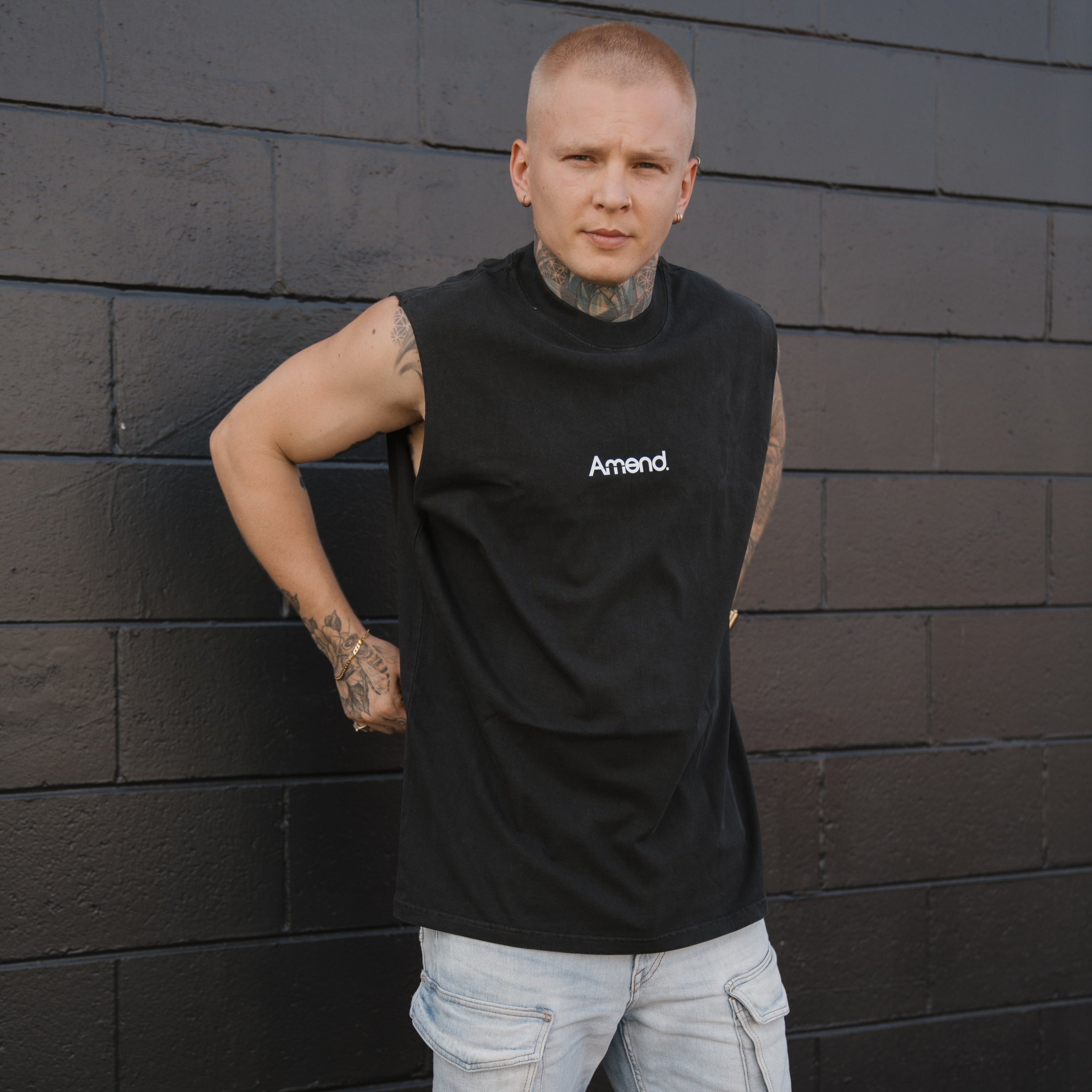 Heavy Staple Muscle Tee Faded Black
