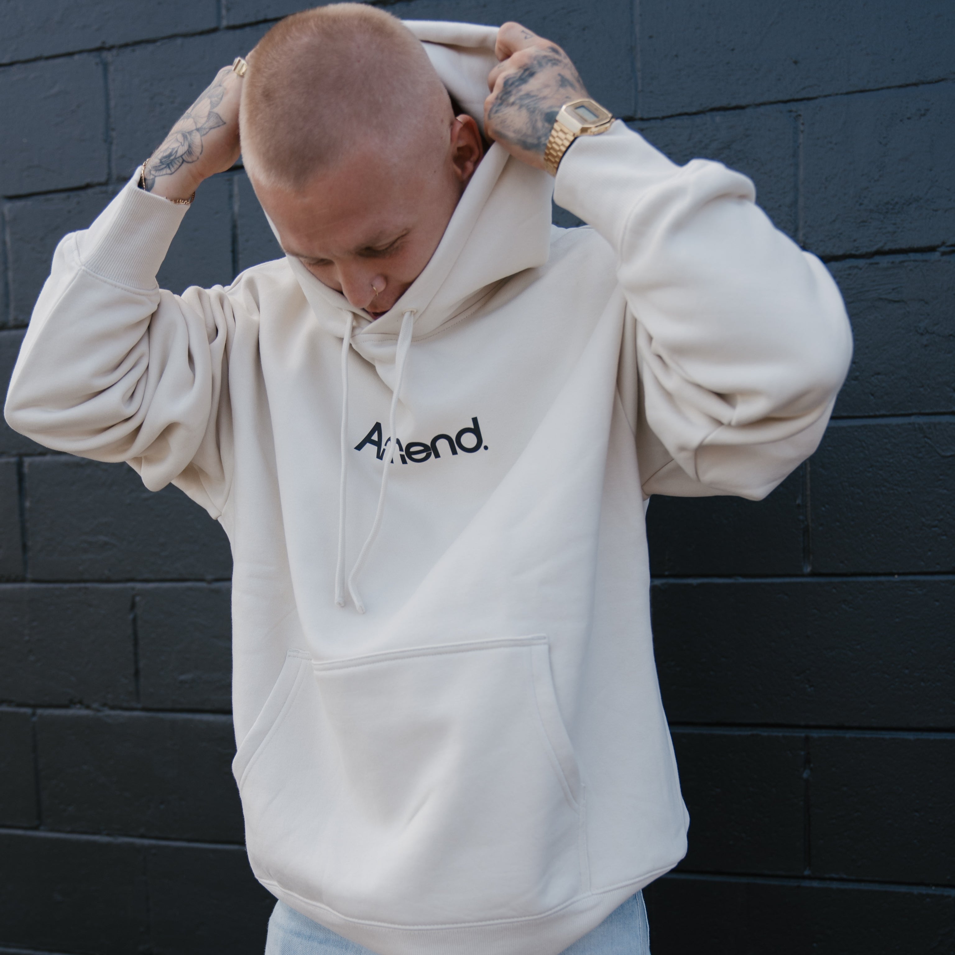 Heavy Staple Hoodie Cream